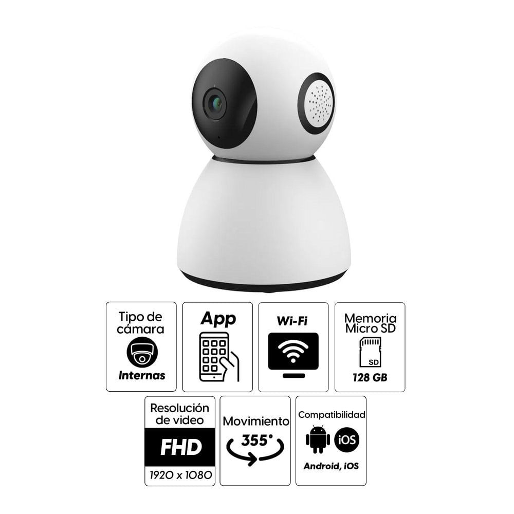 Imagen 2 del producto Reacondicionado: Cámara de seguridad iSmart BotCam wifi, interior, 1080 FHD, vertical/horizontal, infrarrojo
