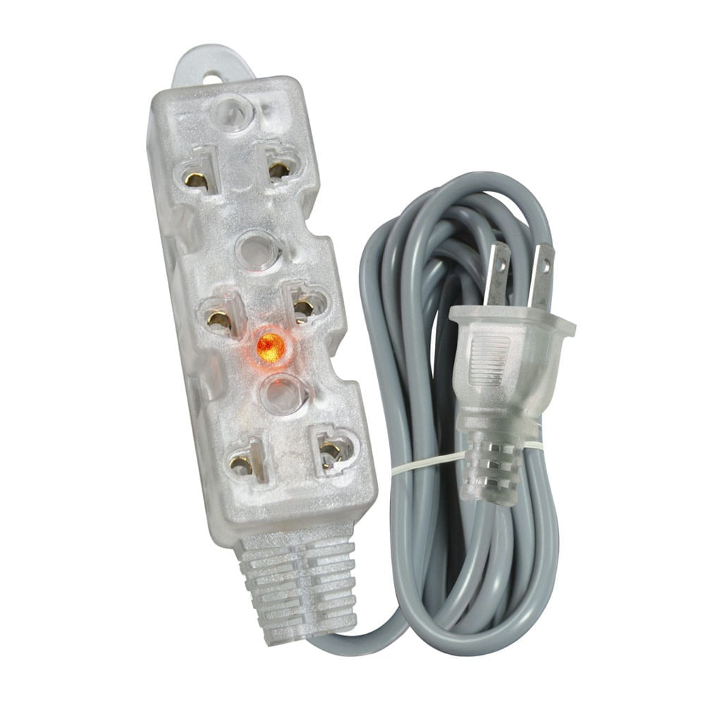 Reacondicionado: Extensión vulcanizada transparente Opalux 3 tomas universales indicador luz neon 25 m