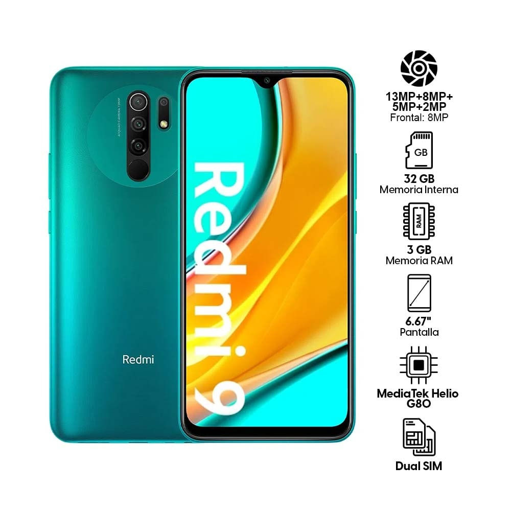 Imagen 2 del producto Reacondicionado: Celular Xiaomi Redmi 9 32GB, 3GB RAM, cámara trasera 13 MP y frontal 8MP, 6.53"", verde