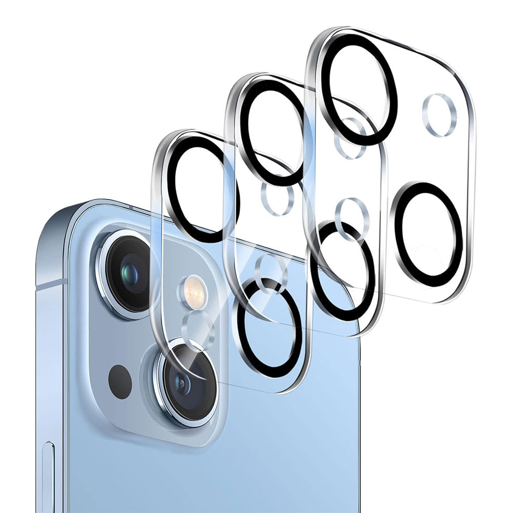 Protector de cámara para iPhone 14 / iPhone 14 plus, transparente con borde negro