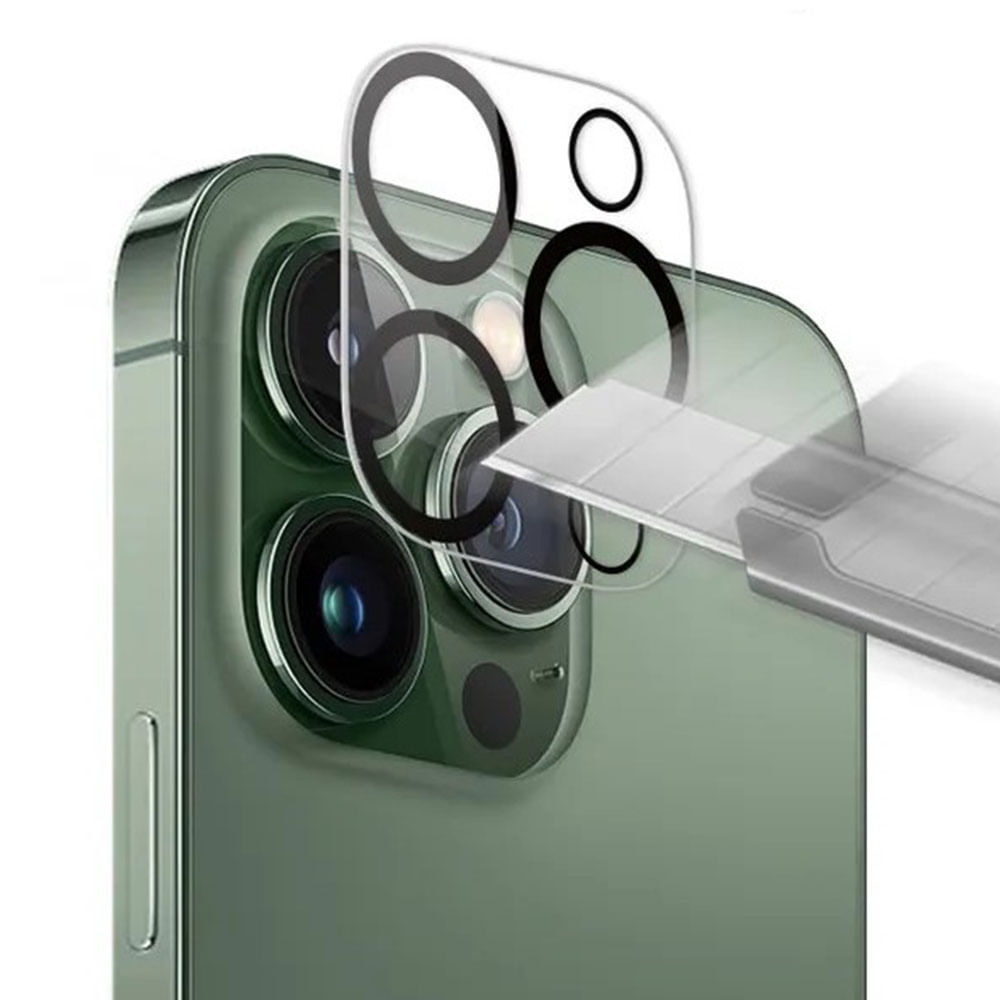Imagen 2 del producto Protector de cámara para iPhone 14 Pro / iPhone 14 Pro Max, transparente con borde negro