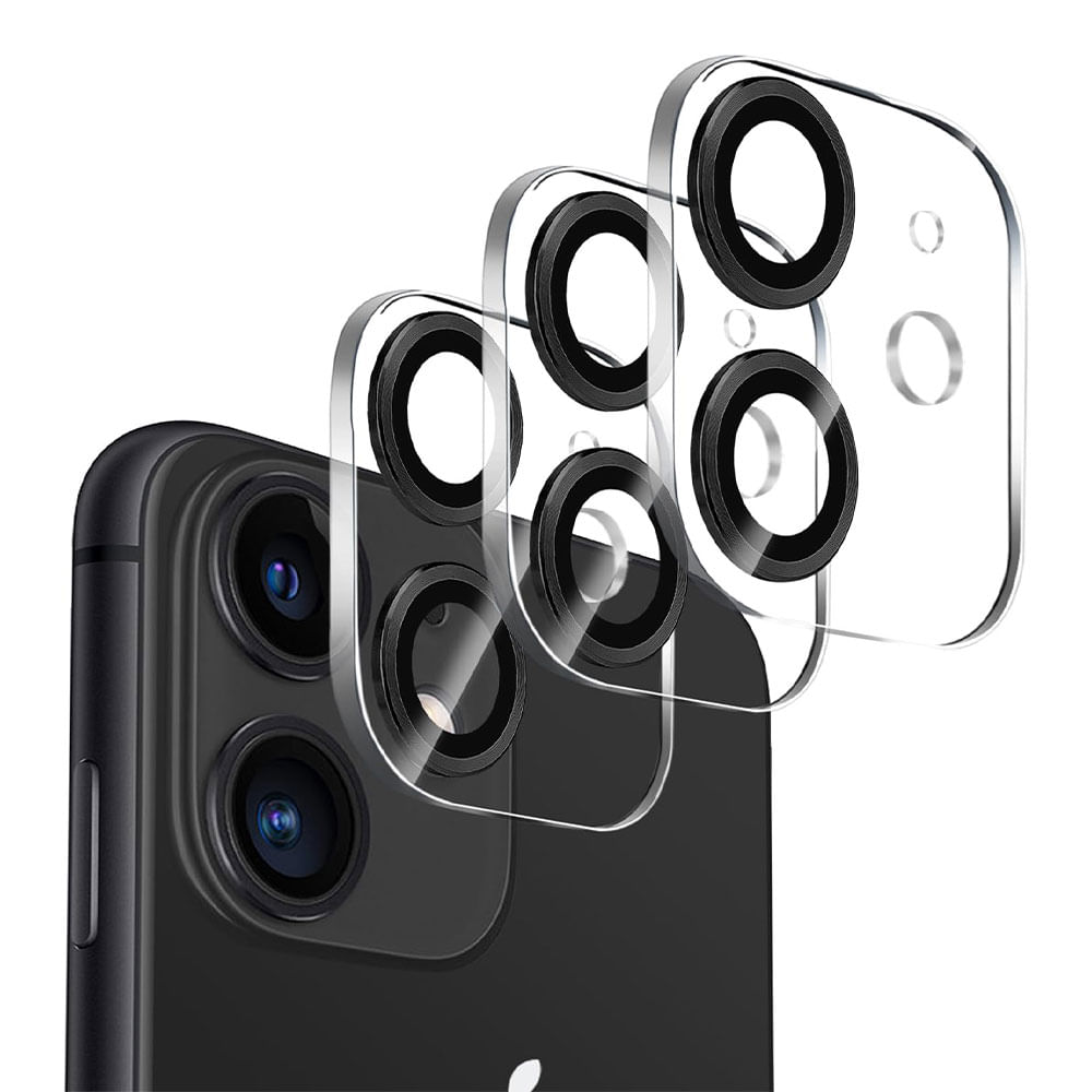 Imagen 2 del producto Protector de cámara para iPhone 11, transparente con borde negro