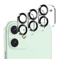 Protector de cámara para iPhone 12, transparente con borde negro