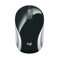 Mouse mini inalámbrico Logitech M187 receptor usb, 1000 dpi, 3 botones, usa pila, negro (reempacado)