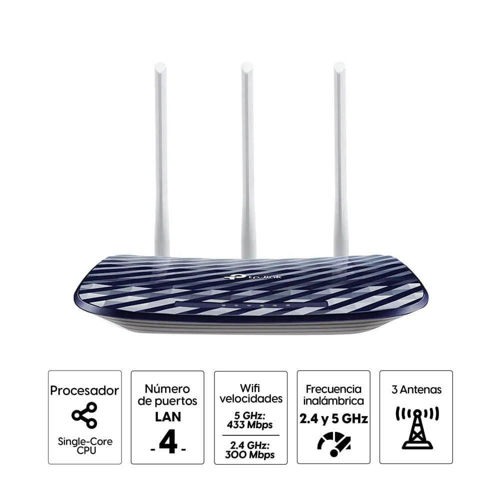 Imagen 2 del producto Reacondicionado: Router TP-Link Ac750, doble banda, 750Mbps, 3 antenas, 4 puertos LAN