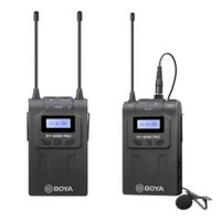 Micrófono lavalier inalámbrico Boya BY-WM8 Pro K1 UHF con doble canal, alcance 100 m y conexiones 3.5 mm y XLR, negro