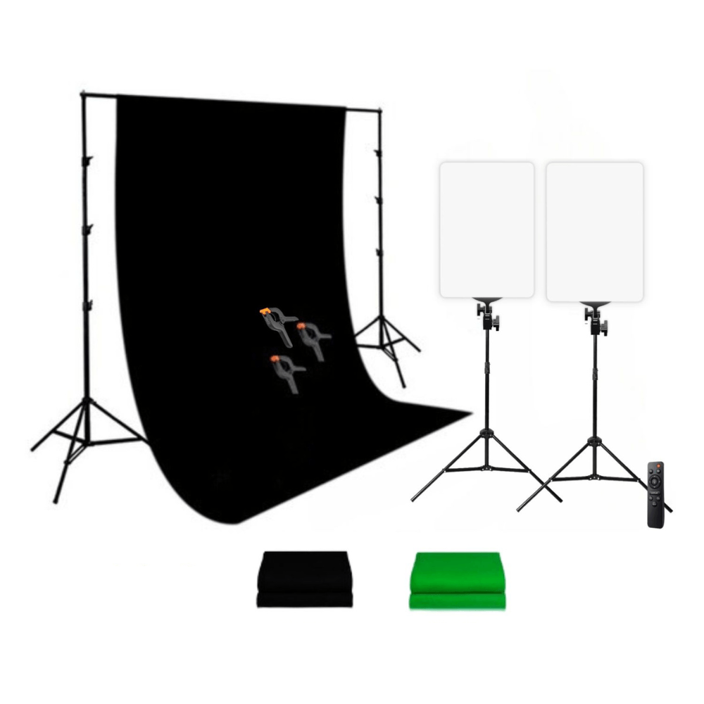 Kit Fondo 2 en 1 (Negro y Verde) + Panel LED Mobet M777 dúo