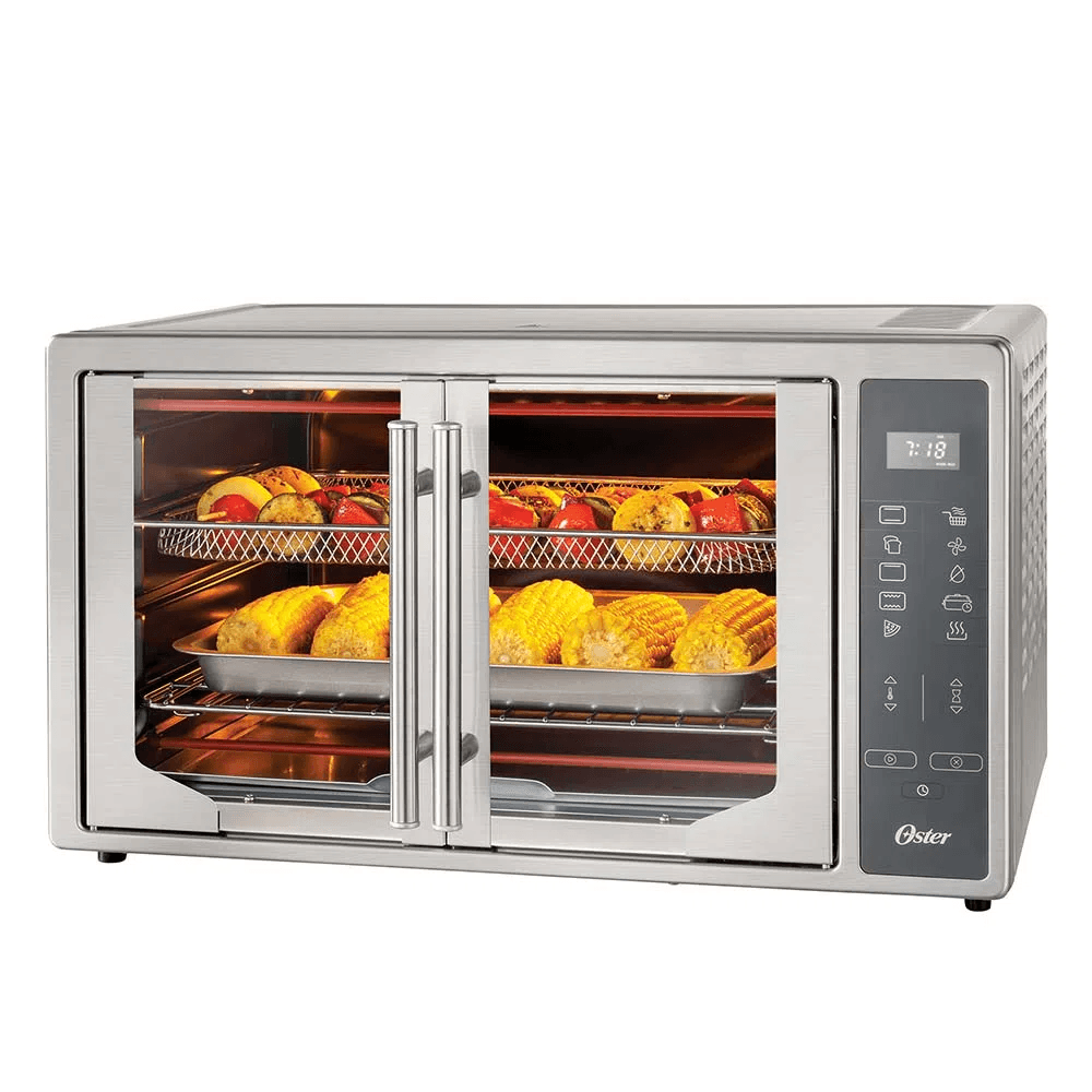 Horno digital con freidora de aire Oster 2173937 1700W, capacidad 42 litros, máximo 450°F/230°C, plateado