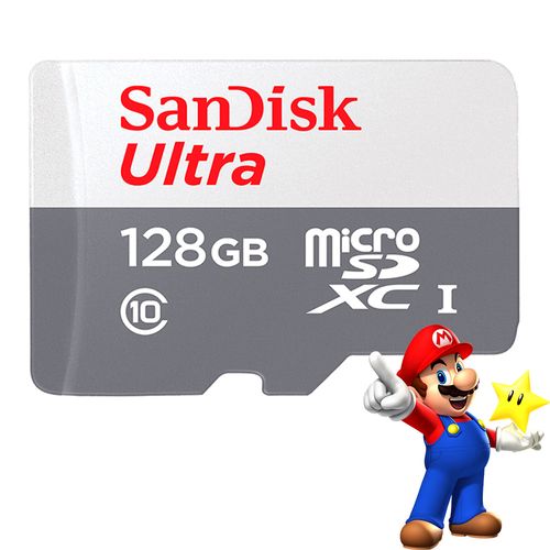 Tarjeta MicroSDXC UHS-I 100 MBs 128GB, compatible Nintendo Switch, gris