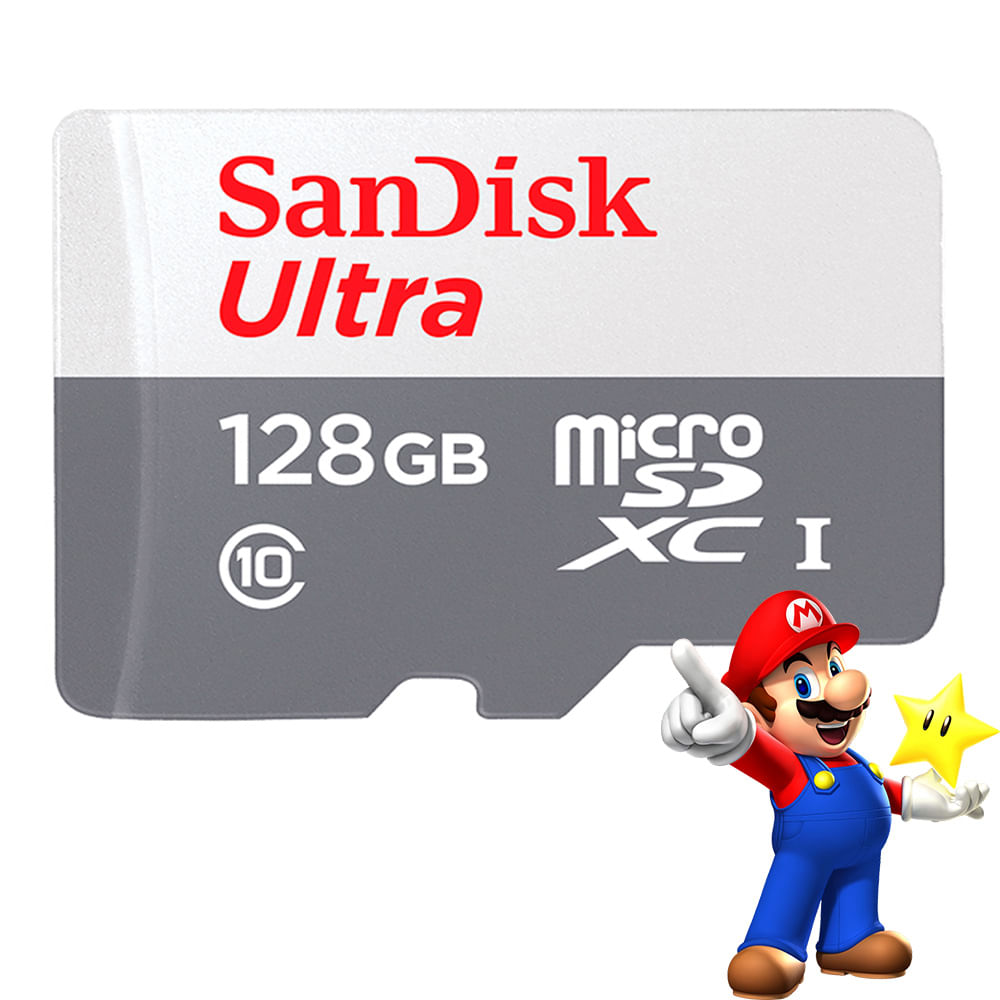 Tarjeta MicroSDXC UHS-I 100 MBs 128GB, compatible Nintendo Switch, gris