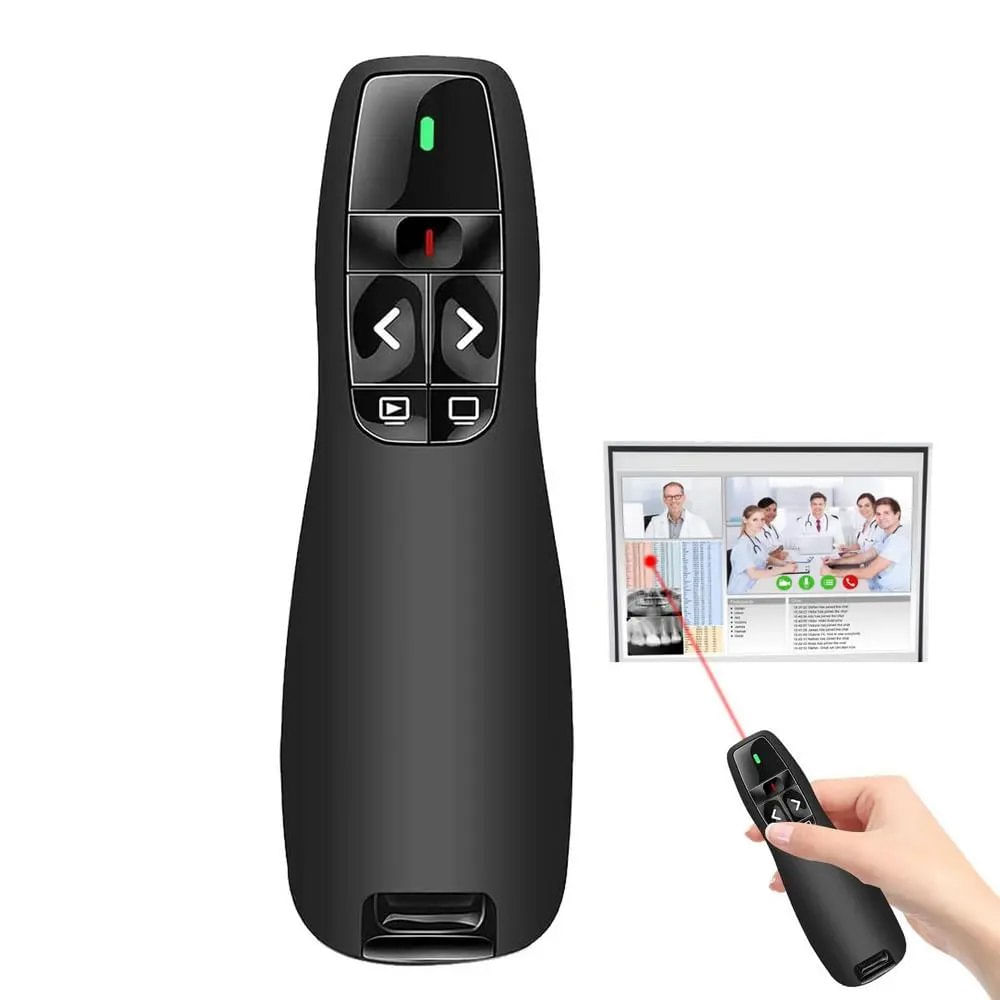Imagen 1 del producto Puntero presentador inalámbrico USB Láser, 10 metros, Plug & Play, negro