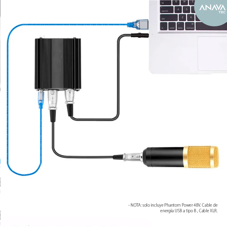 Imagen 2 del producto Phantom Power 48V para micrófono condensador de estudio