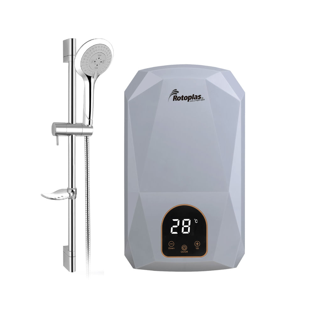 Terma instantánea Rotoplas Supreme pantalla digital,  5 salidas de agua regulable, gris