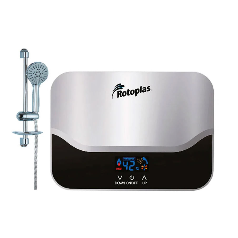 Terma Instantanea Prisma, 5500 watts, pantalla digital, regula temperatura por grado, gris con negro