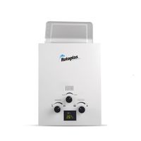 Terma a gas Flaming GN Rotoplas, flujo máximo 5.5 litros, encendido automático, blanco