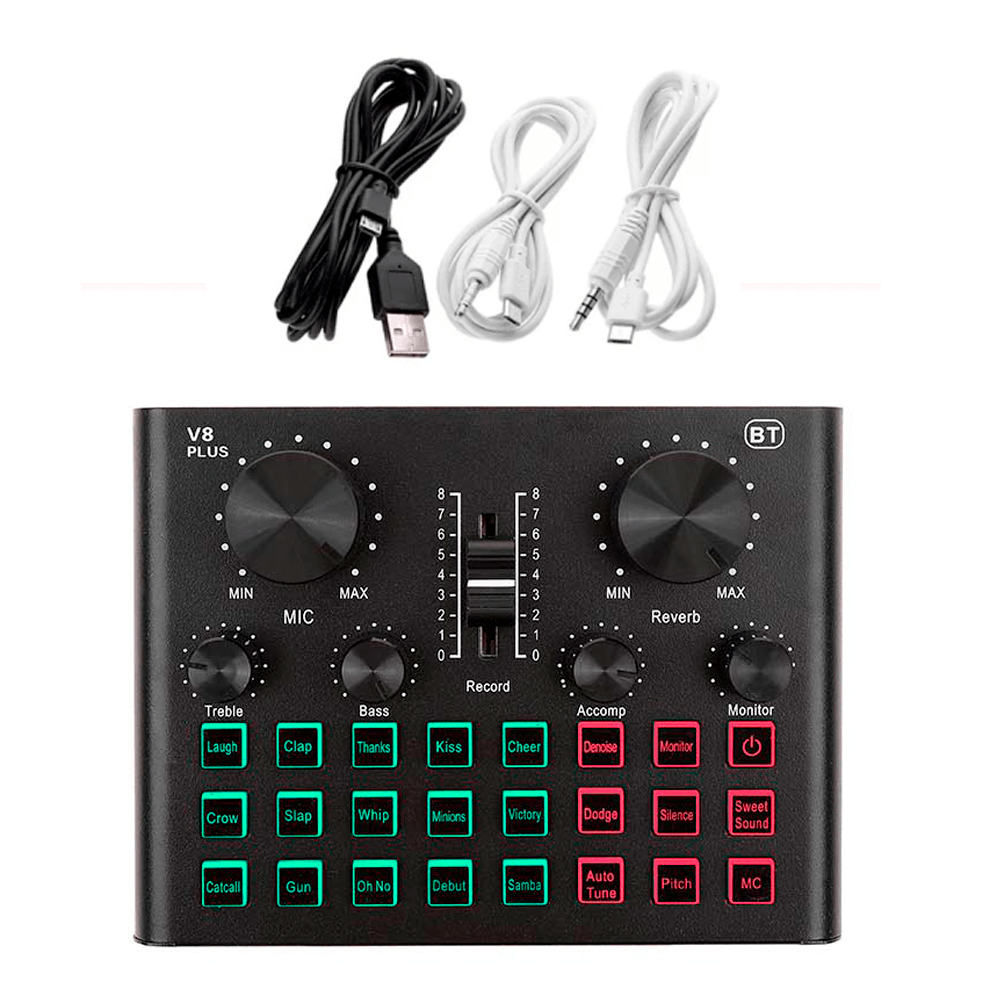 Imagen 2 del producto Tarjeta de sonido de estudio V8 Plus, bluetooth, efectos de voz, autotune, cancelación de ruido