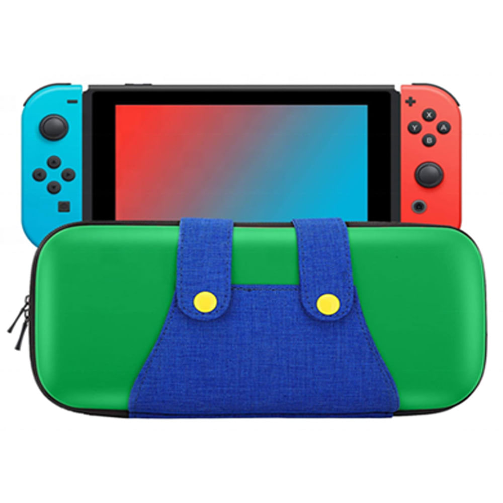 Estuche para Nintendo Switch y Oled Rígido, diseño Luigi, verde azul