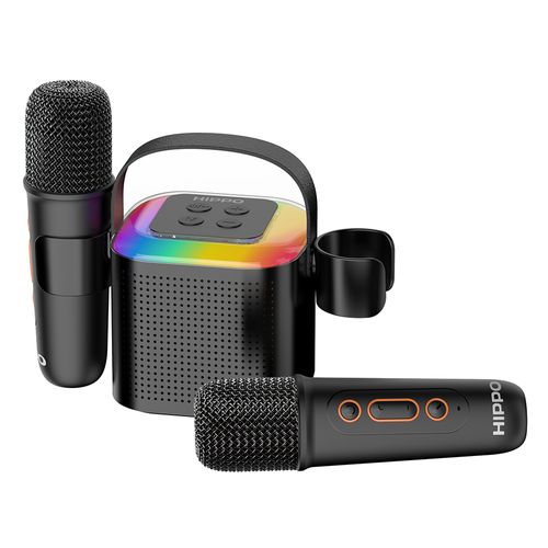 Parlante bluetooth Karaoke Hippo 5W, 2 micrófonos, máx 5 horas, conector Tipo-C