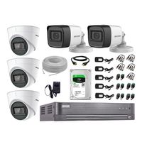 Cámaras Seguridad Kit 5 Hikvision 5Mp - 02 Cámaras Audio Incorporado + Disco Duro 1Tb