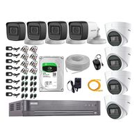 Cámaras Seguridad Kit 8 Hikvision 5Mp - 04 Camaras Audio Incorporado + Disco Duro 2Tb