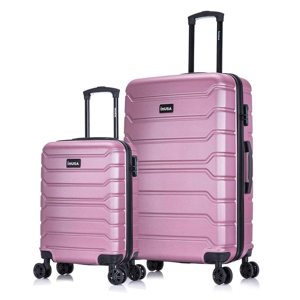 Set de maletas Inusa Trend 51 y 71 cm, capacidad máx. 10 y 23kg, 4 ruedas dobles, cerradura de combinación, ABS, rosado