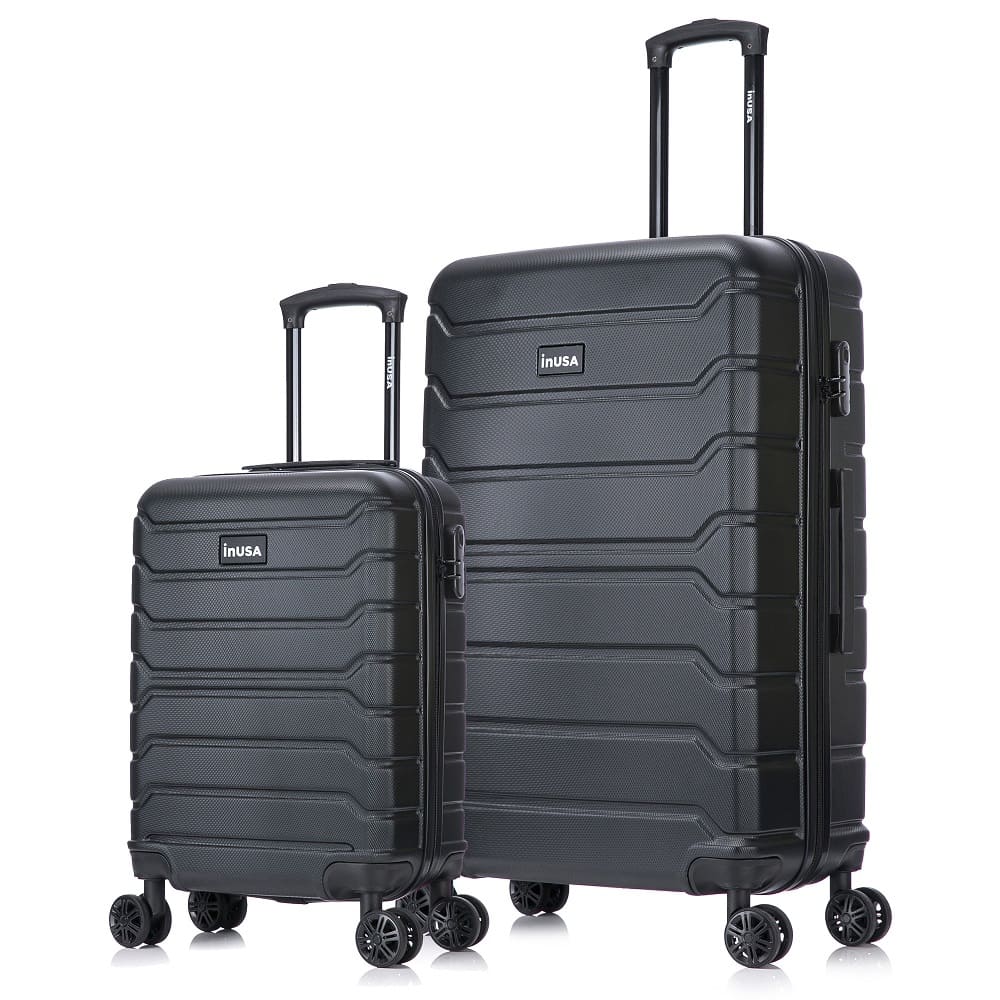 Combo: Maletas Inusa Trend, 51 y 71 cm, capacidad máx. 10 y 23kg, 4 ruedas dobles, cerradura de combinación, ABS, negro
