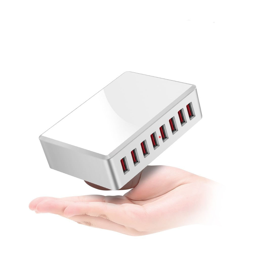 Imagen 2 del producto cargador 8 puertos USB 40W Carga Rápida WLX-T9 USB 3.0 2.4A - Blanco