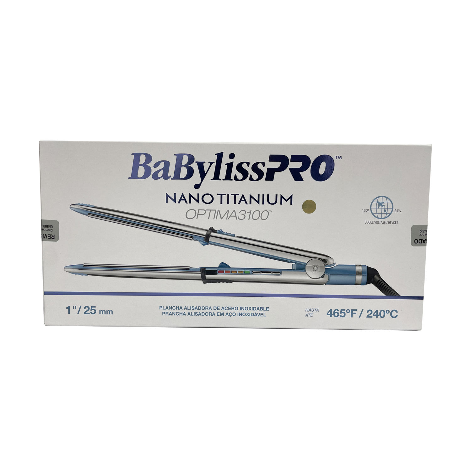 Imagen 2 del producto Plancha BaBylissPRO Óptima 3100, hasta 465°F, Carcasa de acero inoxidable, Placas de 1”