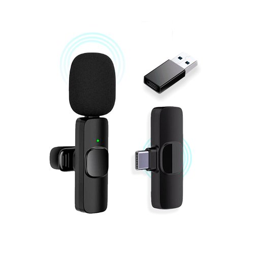 Micrófono Inalámbrico Solapero Tipo C y Adaptador para Pc