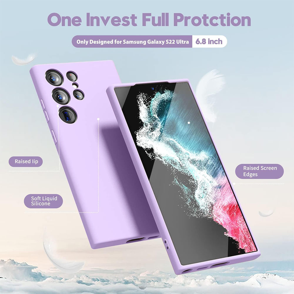 Imagen 2 del producto Case para Samsung Galaxy S22 Ultra, amortiguador de choques, protección de cámaras, lila