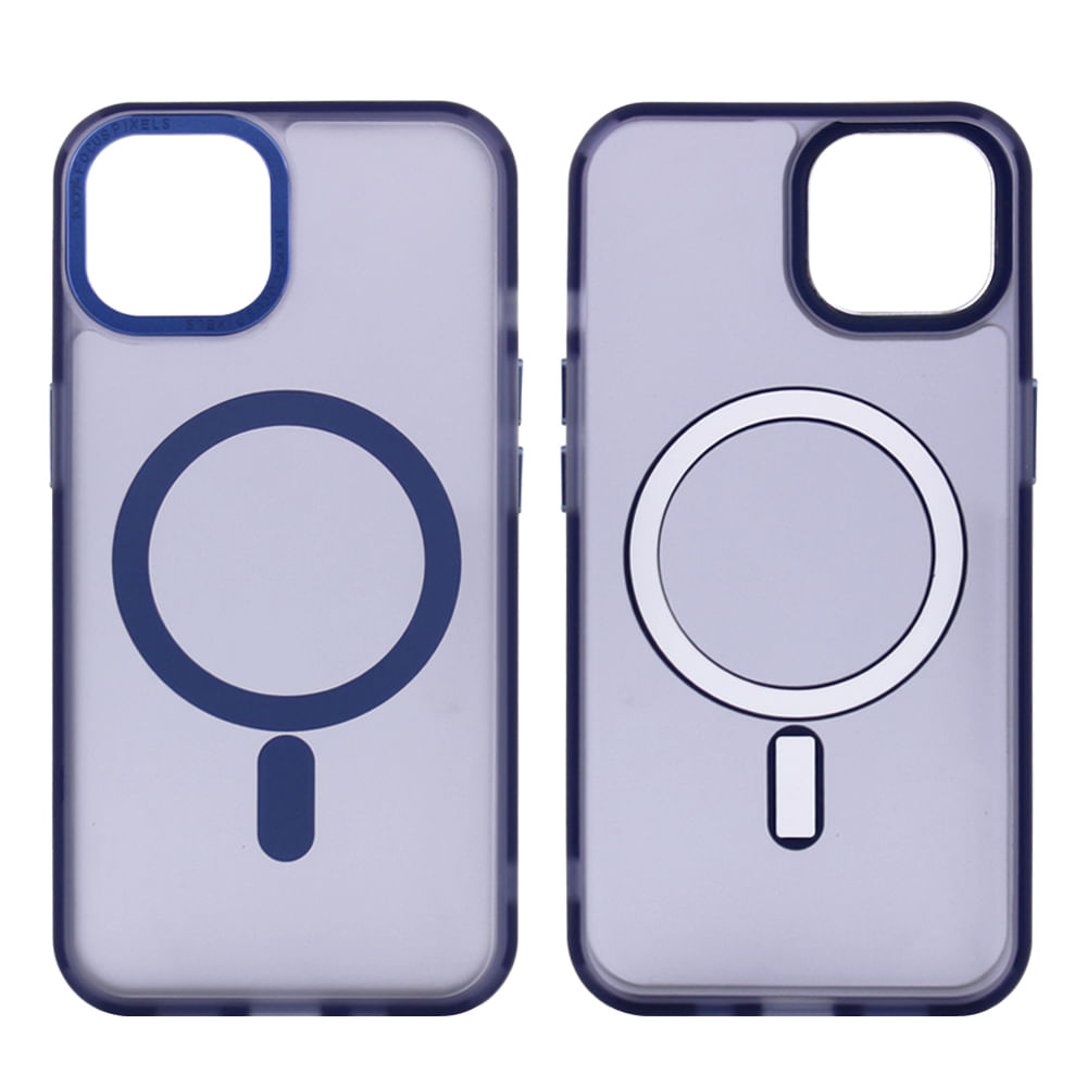 Case para iPhone 14 con MagSafe para carga inalámbrica, para accesorios magnéticos, rígido, mate traslúcido azul
