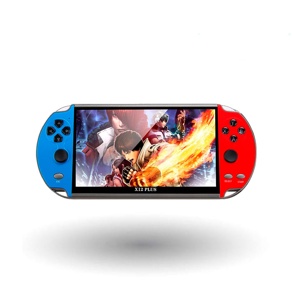 Consola Portátil X12 Plus, pantalla 7.1", contiene 10 mil juegos, rojo con azul