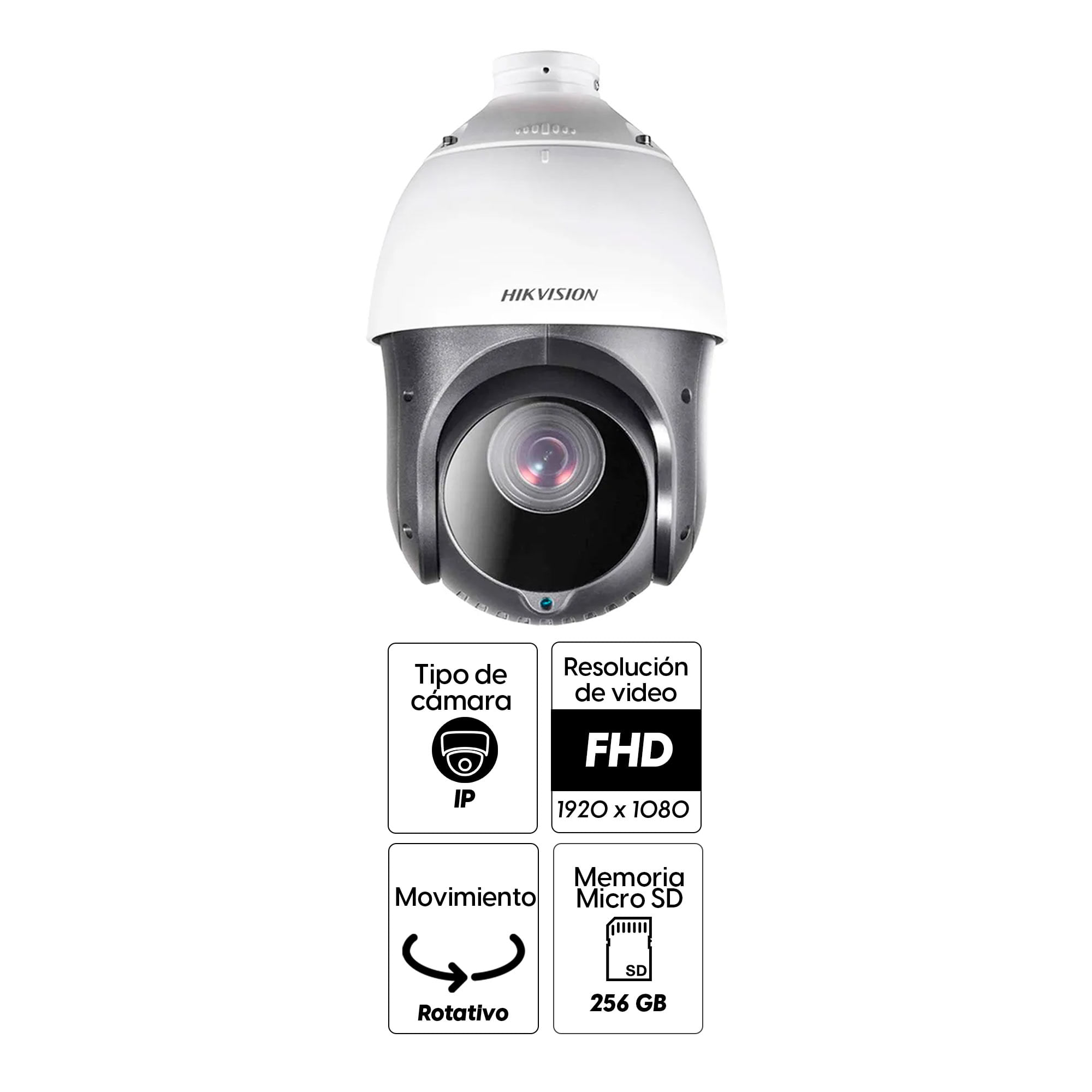 Imagen 2 del producto Cámara de seguridad Hikvision DS-2DE4225IW-DE IP, T5, 2MP 1080P, rotativo 360°, zoom 25x