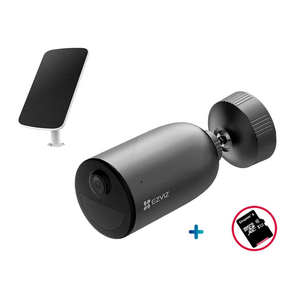Cámara de seguridad Ezviz EB3 wifi, exterior, 3MP 2K, rotativo + Panel solar + Micro SD 256GB