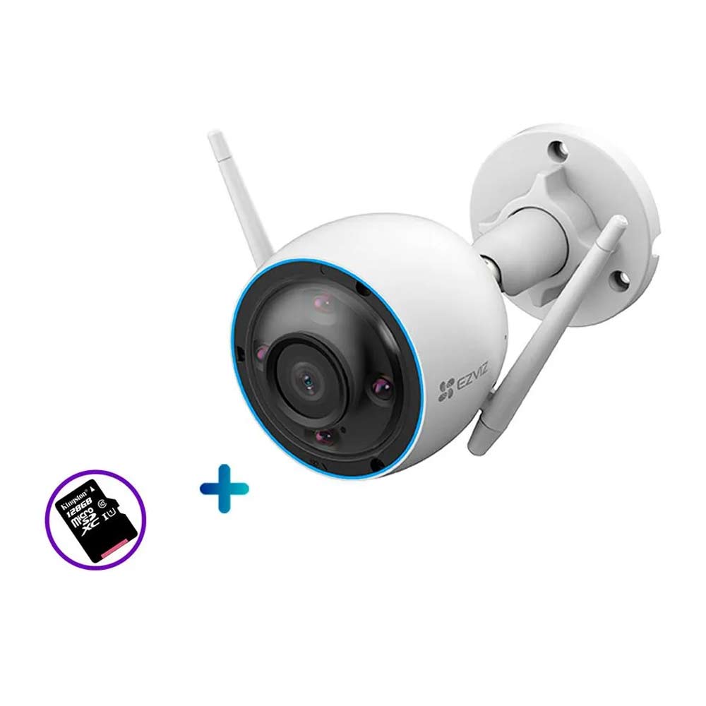 Cámara de seguridad Ezviz H3 wifi, exterior, 5MP 3K, con detección inteligente de persona y autos + Micro SD 128GB