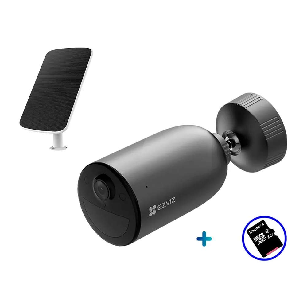 Cámara de seguridad Ezviz EB3 wifi, exterior, 3MP 2K, rotativo + Panel solar + Micro SD 64GB