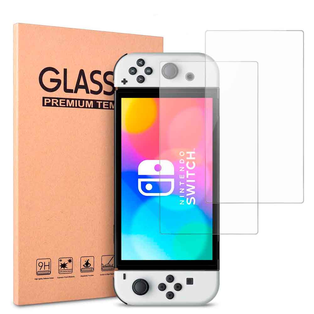 Pack de 2 protectores de pantalla, vidrio templado, Nintendo Switch OLED, dureza 9H