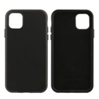 Case para iPhone 11, piel sintética, amortiguador de choques, negro