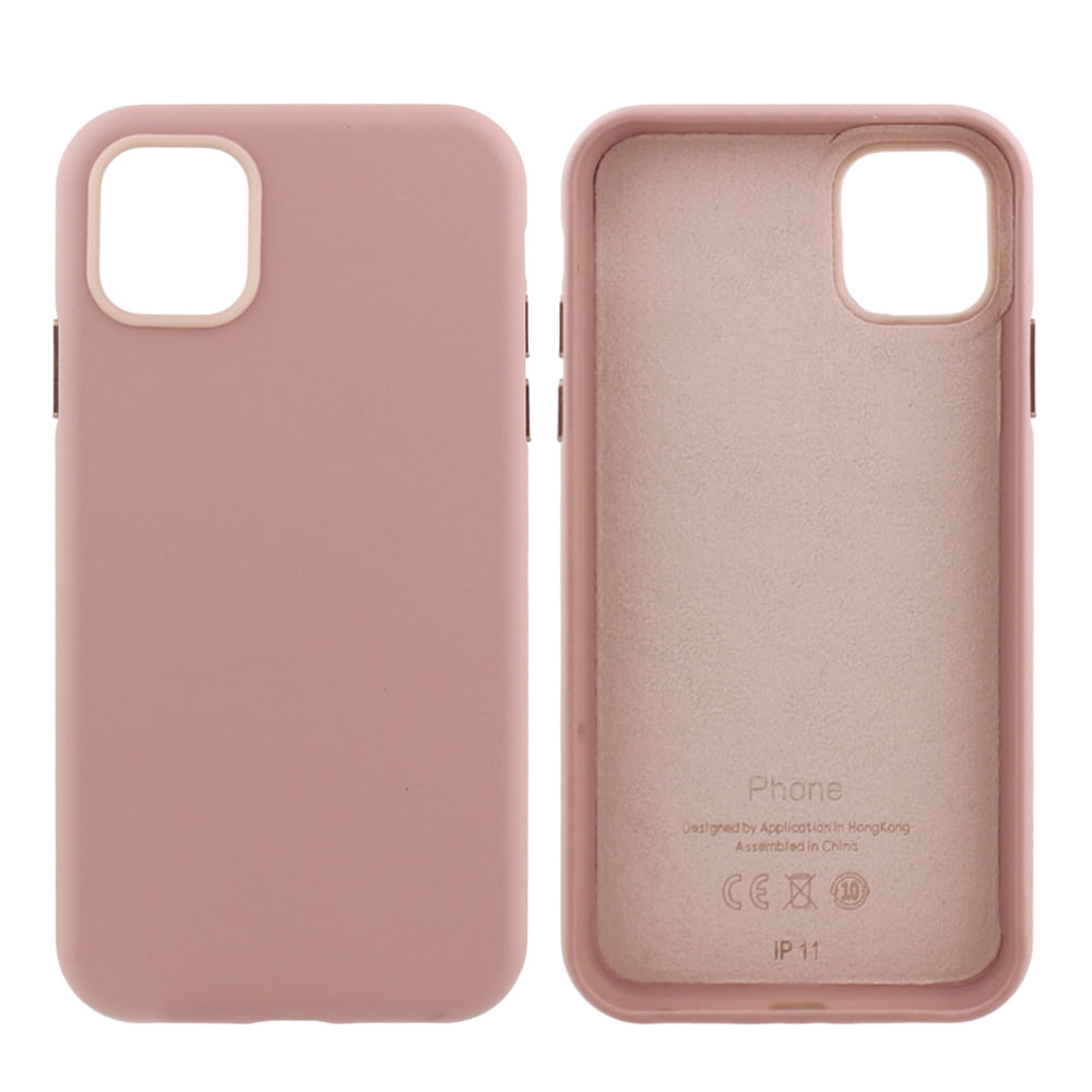 Case para iPhone 11, piel sintética, amortiguador de choques, rosado