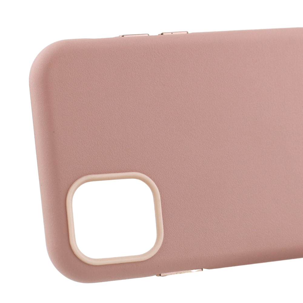 Imagen 2 del producto Case para iPhone 11, piel sintética, amortiguador de choques, rosado