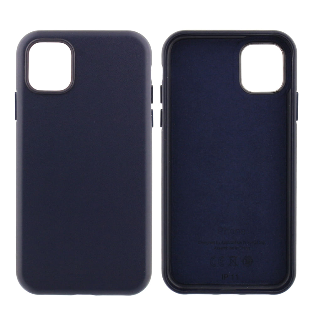 Case para iPhone 11, piel sintética, amortiguador de choques, azul