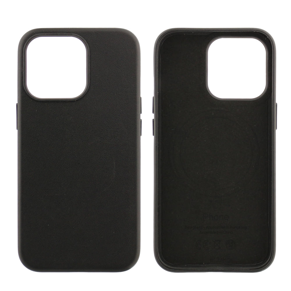 Case para iPhone 13 Pro, piel sintética, con MagSafe para carga inalámbrica, para accesorios magnéticos, negro