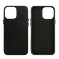Case para iPhone 13 Pro Max, piel sintética, con MagSafe para carga inalámbrica, para accesorios magnéticos, negro