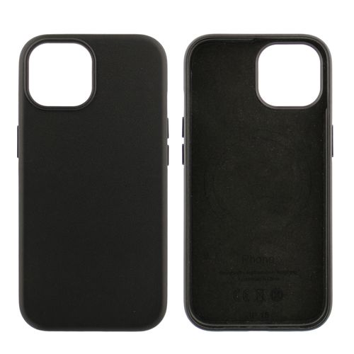 Case para iPhone 15, piel sintética, con MagSafe para carga inalámbrica, para accesorios magnéticos, negro