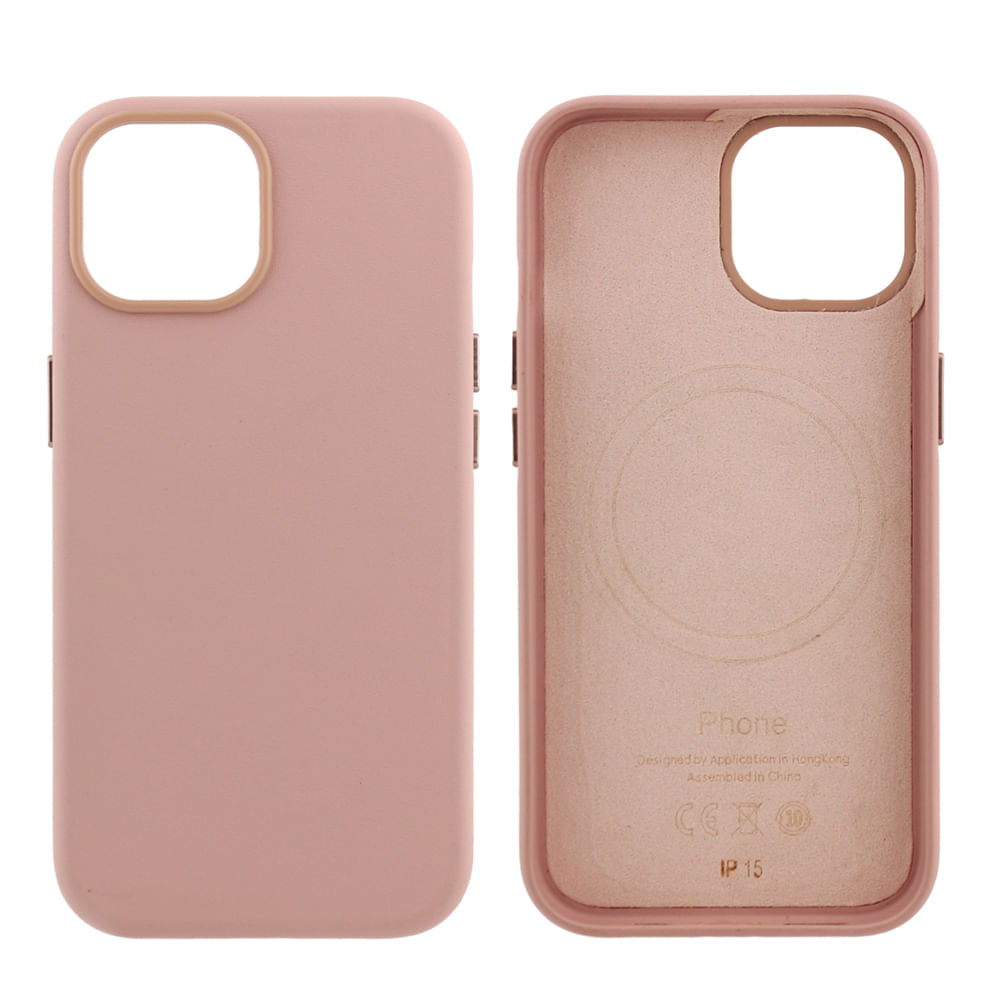 Imagen 1 del producto Case para iPhone 15, piel sintética, con MagSafe para carga inalámbrica, para accesorios magnéticos, rosado