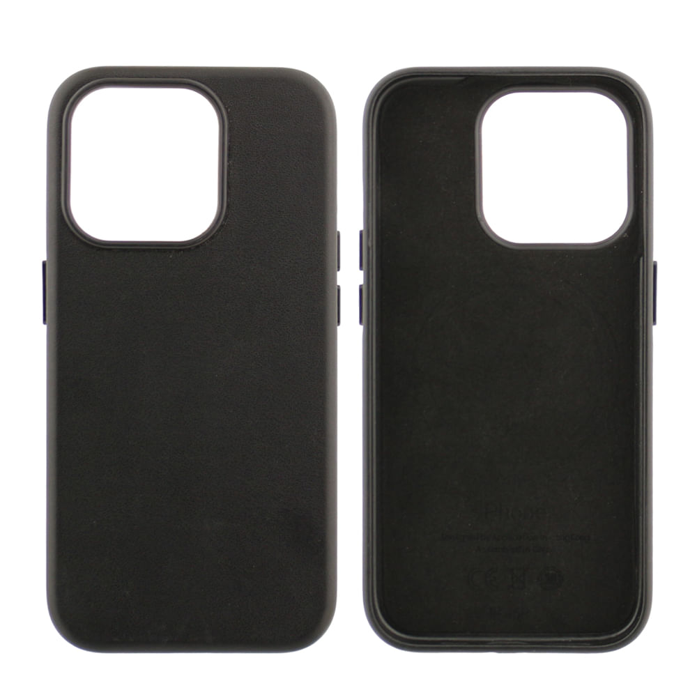 Case para iPhone 15 Pro, piel sintética, con MagSafe para carga inalámbrica, para accesorios magnéticos, negro
