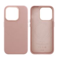 Case para iPhone 15 Pro, piel sintética, con MagSafe para carga inalámbrica, para accesorios magnéticos, rosado