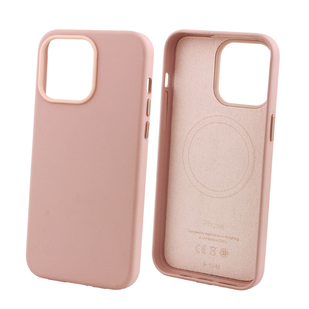 Case para iPhone 15 Pro Max, piel sintética, con MagSafe para carga inalámbrica, para accesorios magnéticos, rosado