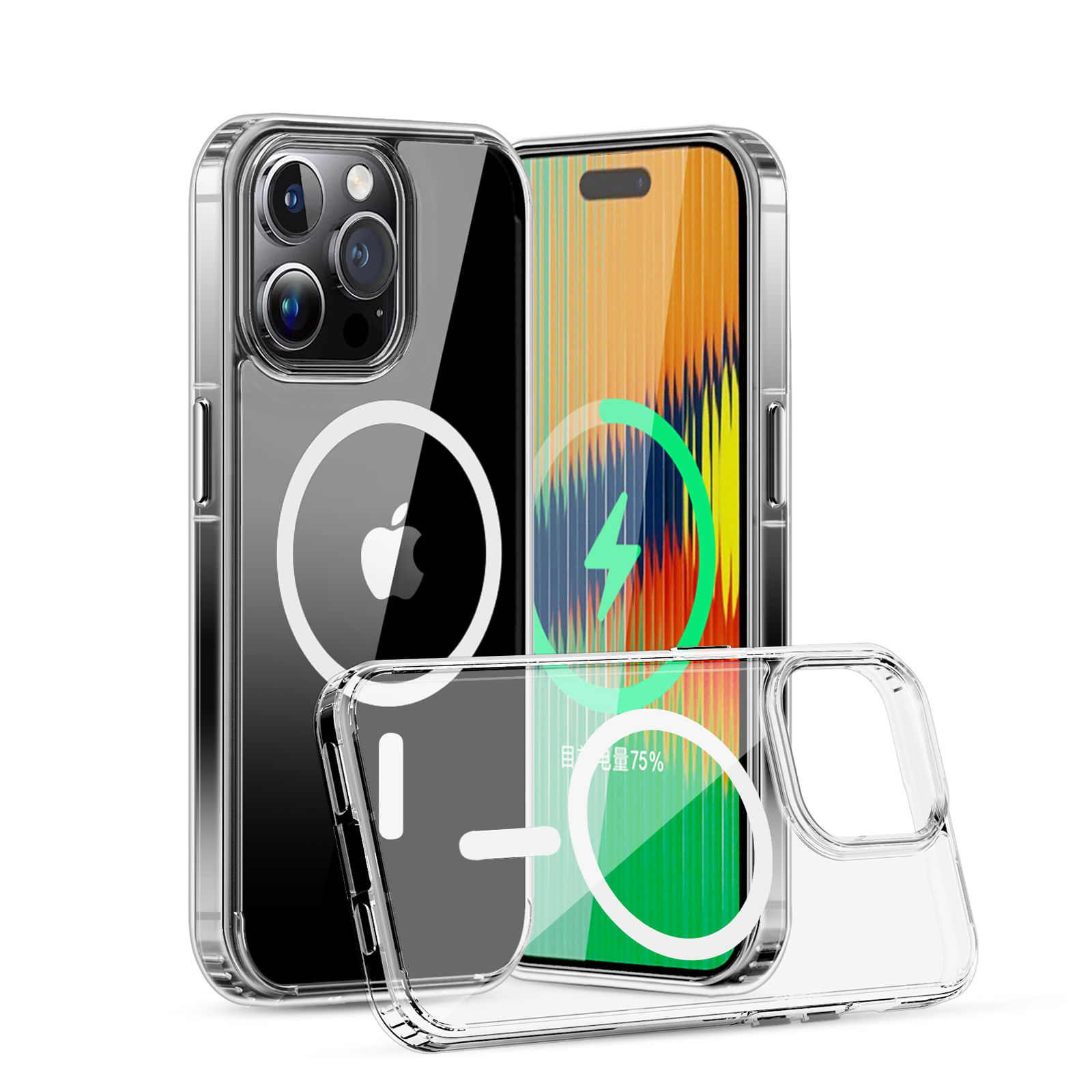 Case para iPhone 15 Pro Max con MagSafe para carga inalámbrica, para accesorios magnéticos,TPU rígido, transparente