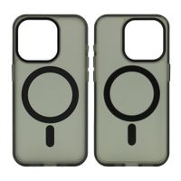 Case para iPhone 15 Pro con MagSafe para carga inalámbrica, para accesorios magnéticos, rígido, mate traslúcido negro